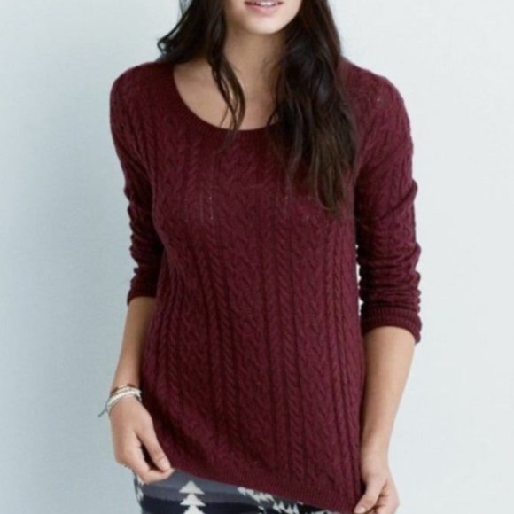 🥀American Eagle Cable Knit Scoop Neck Sweater - Picture 1 of 4